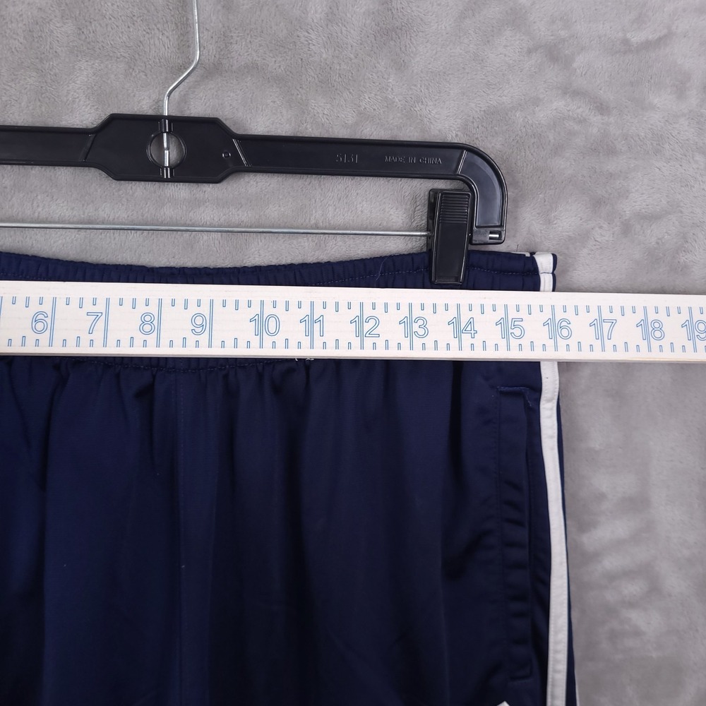 Vintage Adidas Track Pants Navy Blue Sz L Snap Button Sides Stripes Athletic Y2K - Picture 5 of 16